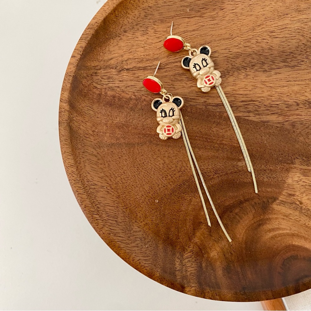 4/$15 Gold Mouse Dangling Earrings